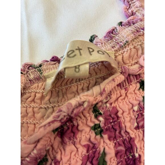 Sweet Pot Women’s Pink Floral Mini Sun Dress Size 8 - Picture 5 of 9